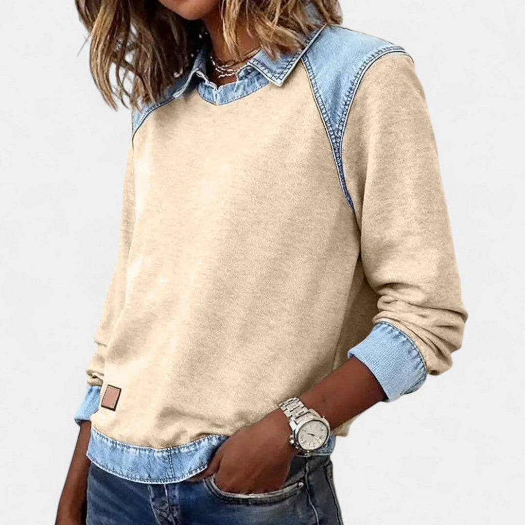 Mina | Denim Yoke Sweatshirt