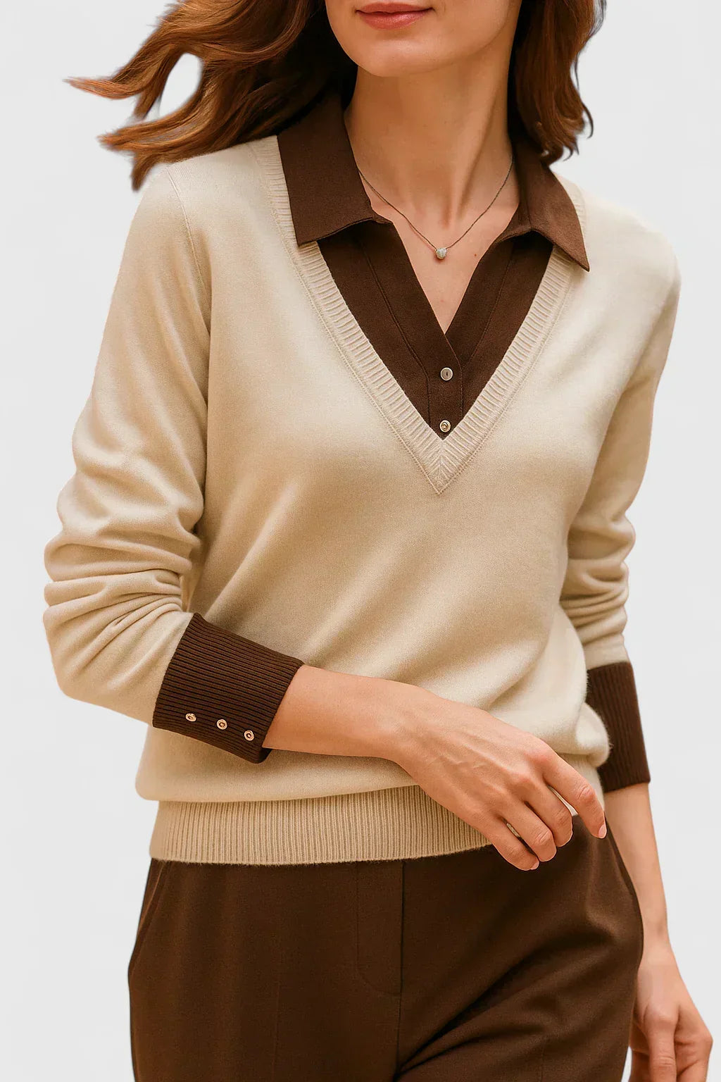 Eda | Contrast Collar Polo Sweater