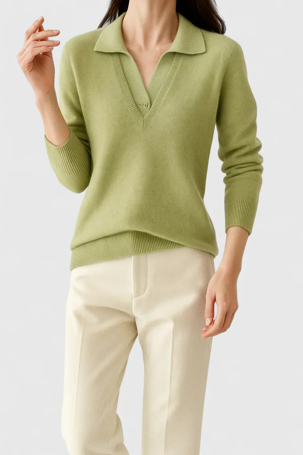 Eda | Contrast Collar Polo Sweater