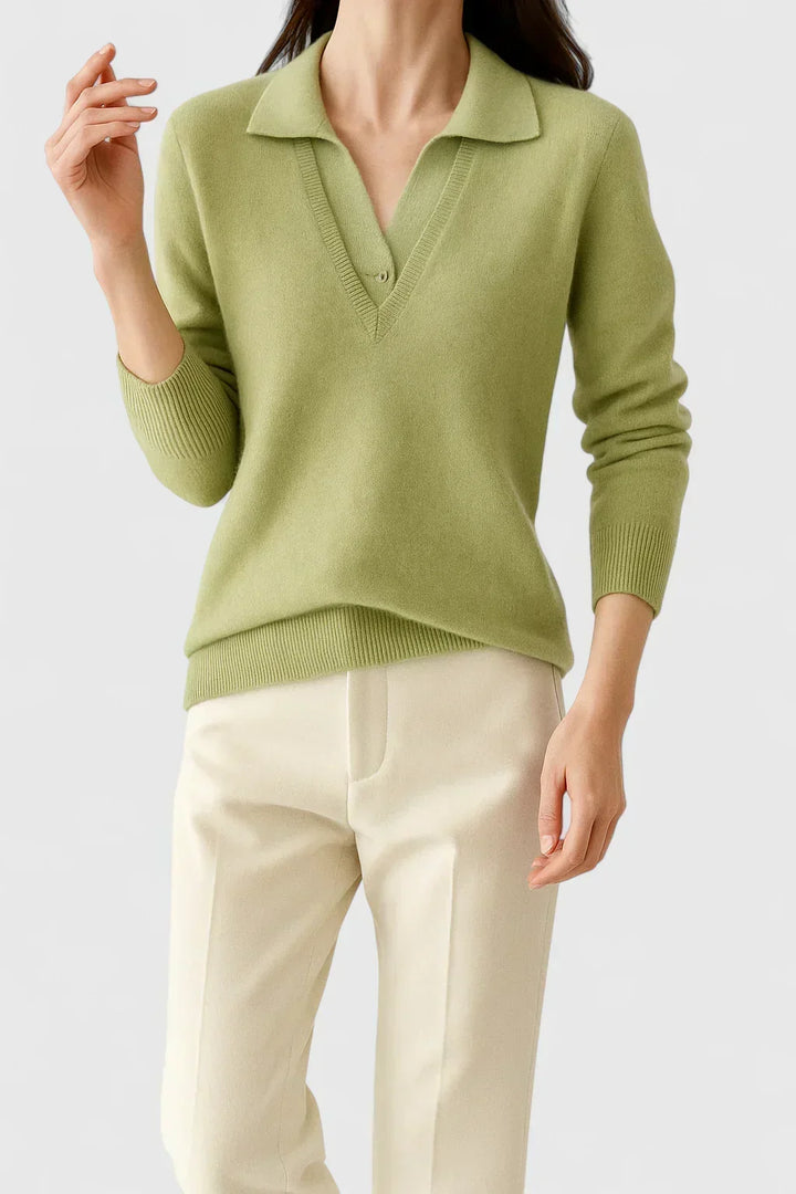 Eda | Contrast Collar Polo Sweater