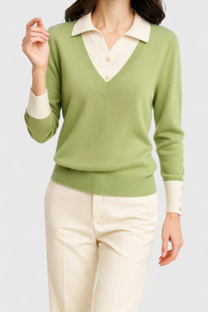 Eda | Contrast Collar Polo Sweater