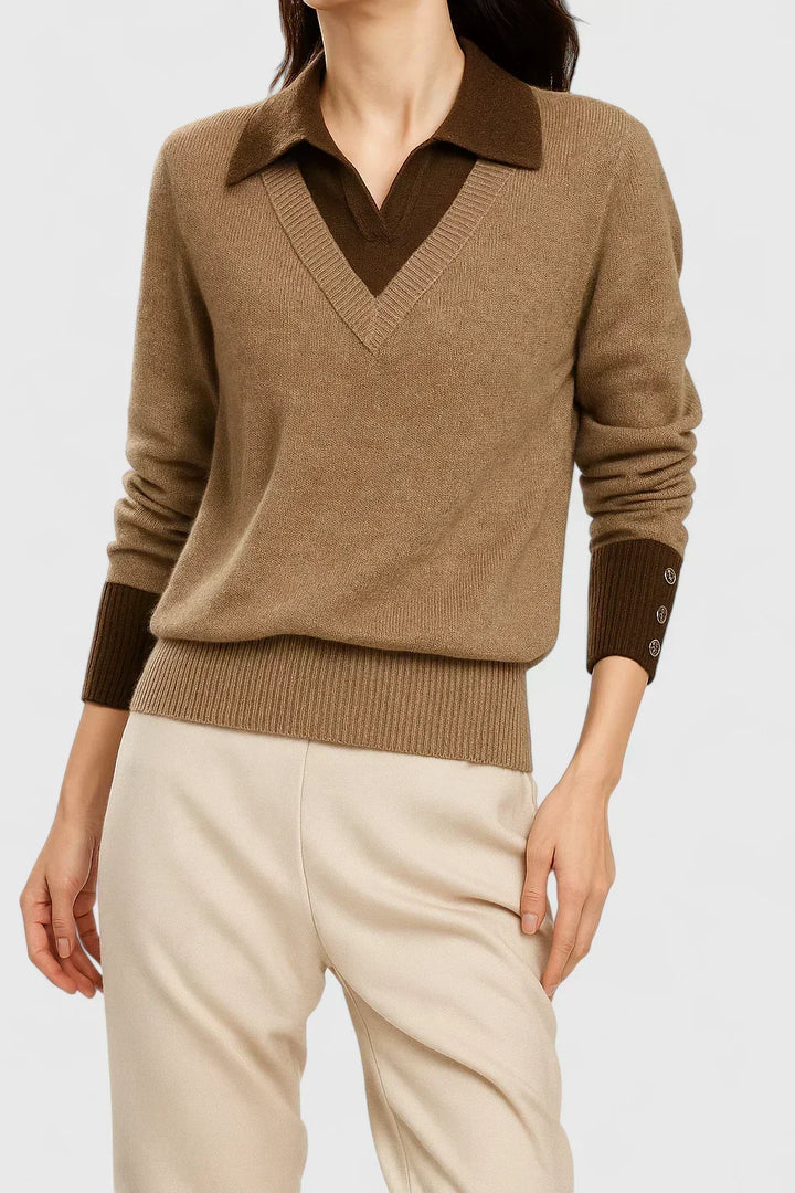 Eda | Contrast Collar Polo Sweater