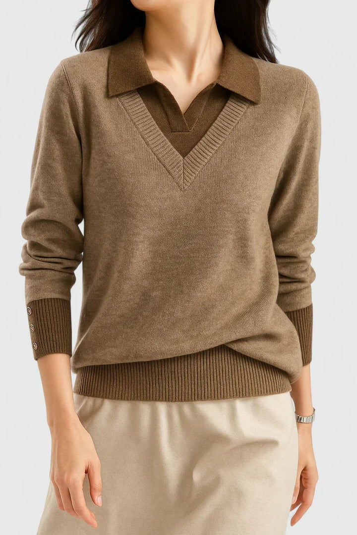 Eda | Contrast Collar Polo Sweater