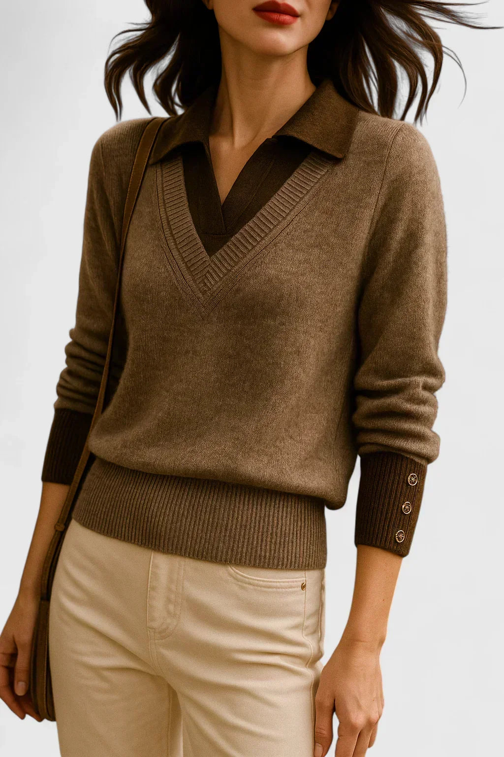 Eda | Contrast Collar Polo Sweater