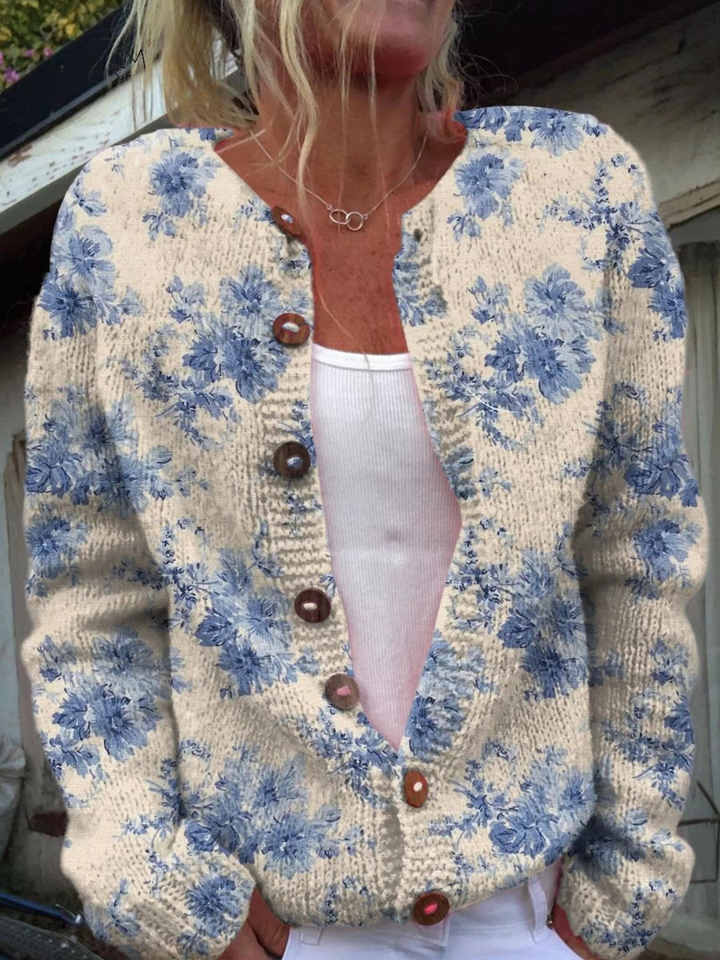 Daysie | Blue Blossom Knit Cardigan
