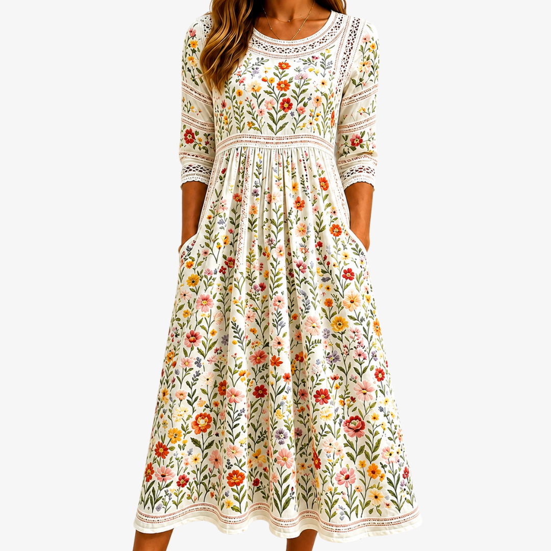 Thelma™ | Wildflower Meadow Charm Midi Dress