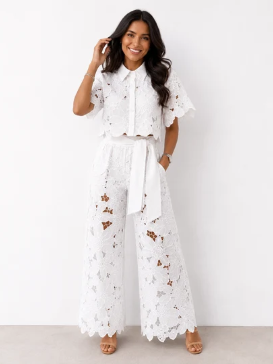 Janice™ | Elegant Floral Lace Two Piece Set