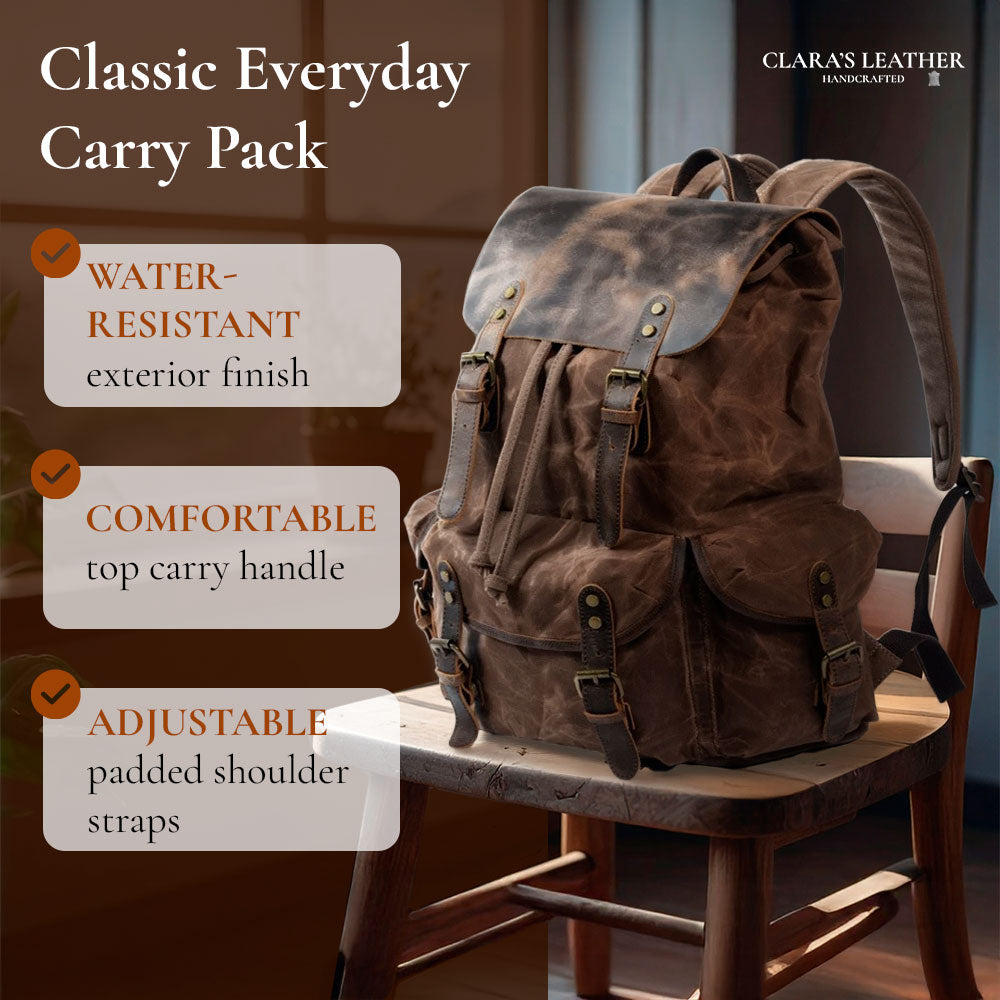 James - Classic Canvas and Leather Backpack