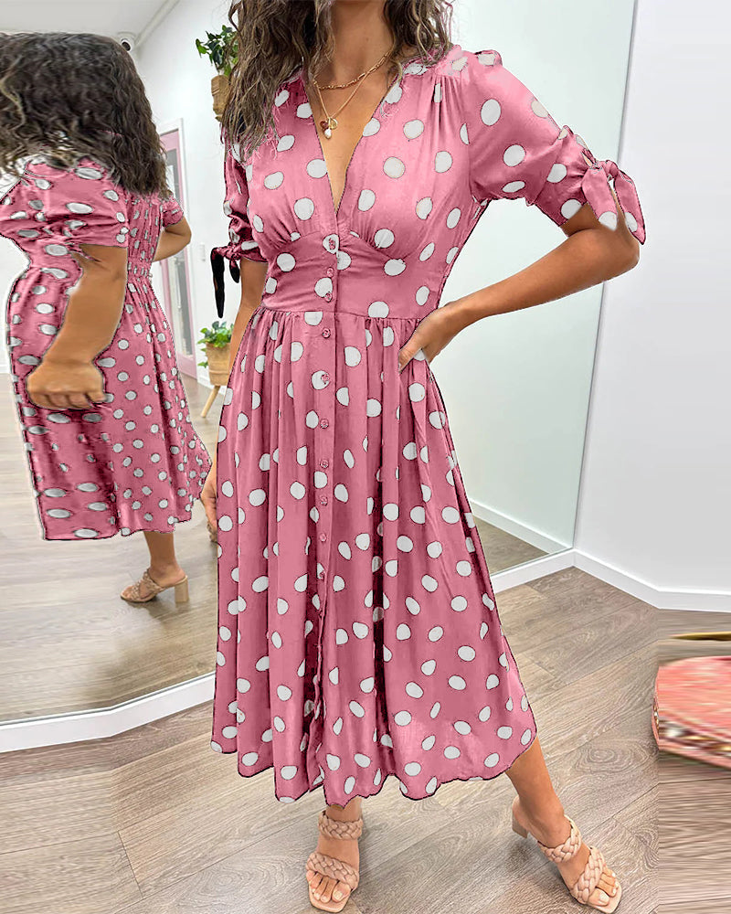 Victoire™ | Elegant Polka Dot Dress