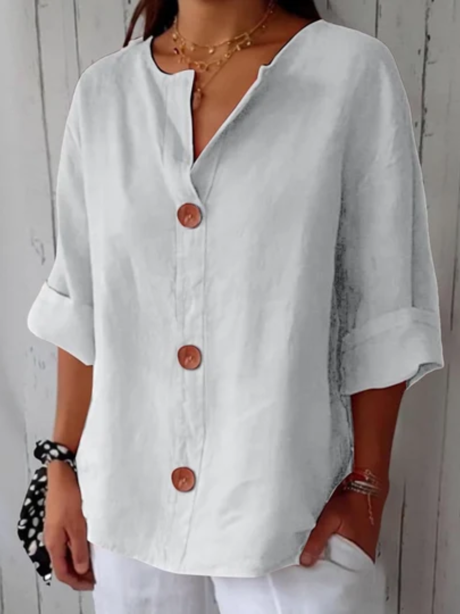Roxette™ | Classic Relaxed Button Front Blouse
