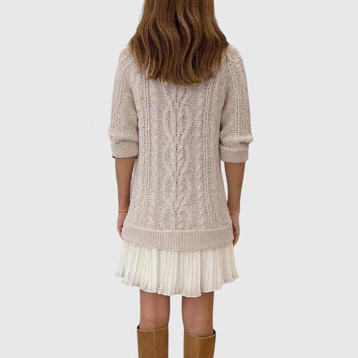 Olwyn | Cable Knit Ruffle Hem Dress