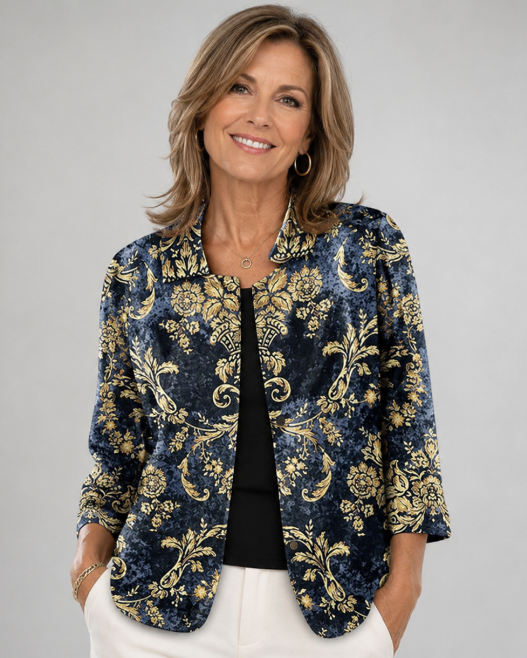 Odile | Gold Ornament Open Shirt