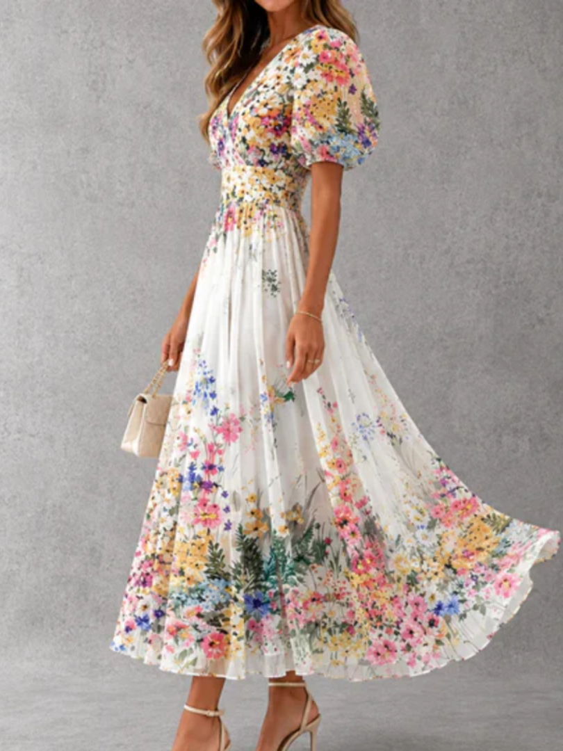 Rosalinda™ | Short Sleeve Floral Maxi Dress