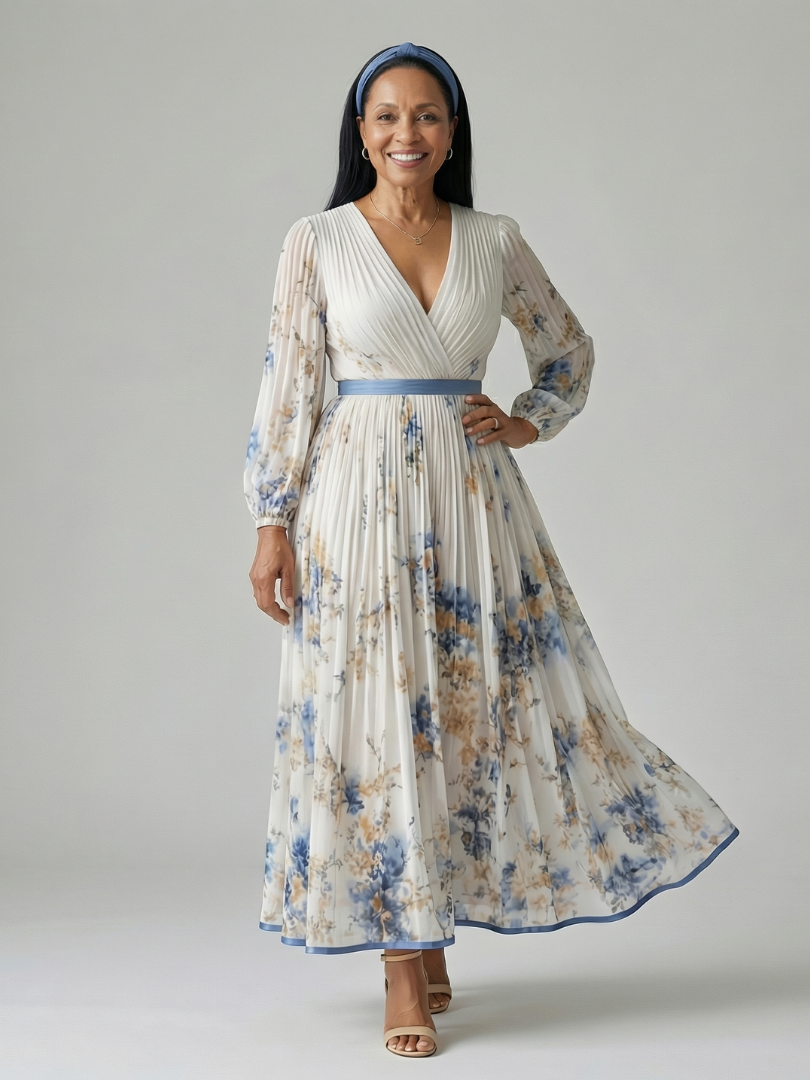 Rielle - Pleated Wrap Midi Dress