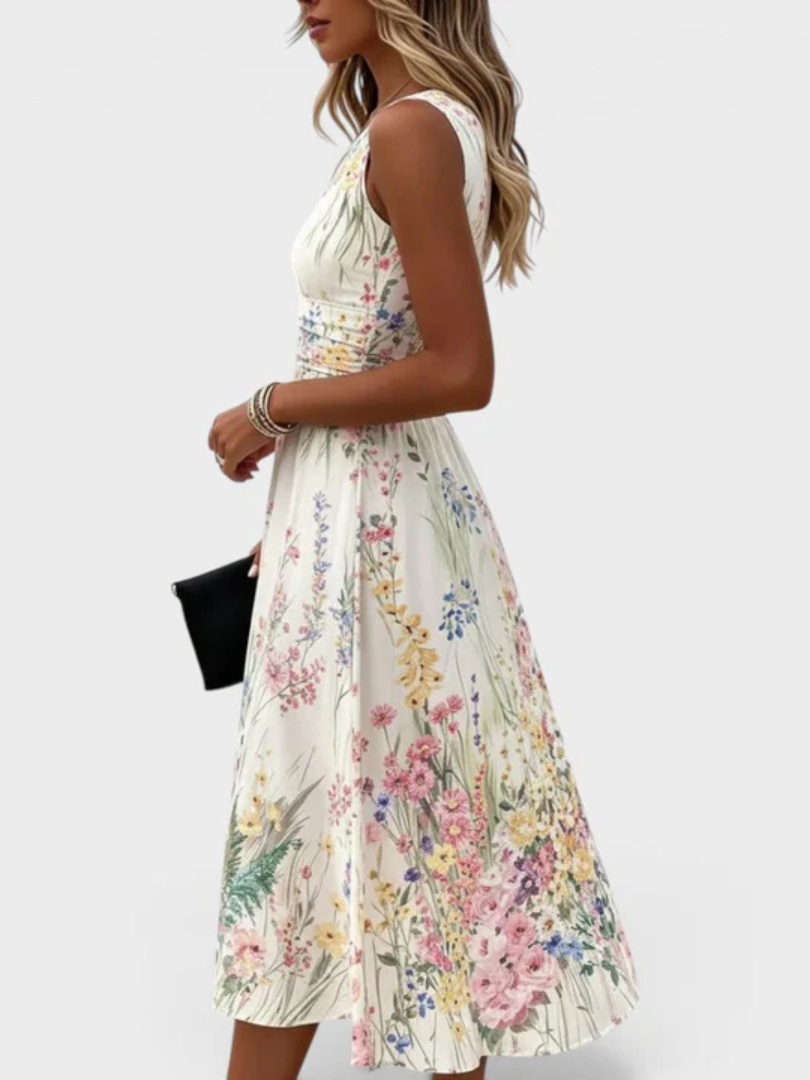 Kimberly - Sleeveless Floral Midi Dress