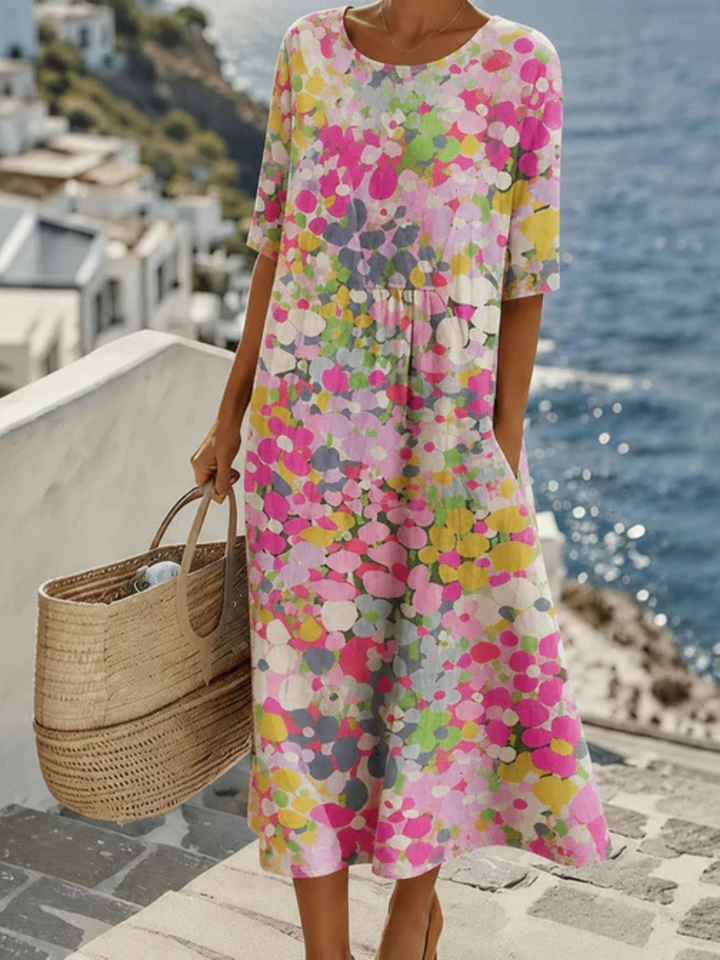 Cherie™ | Midi Dress with Flowers, Wide and Light
