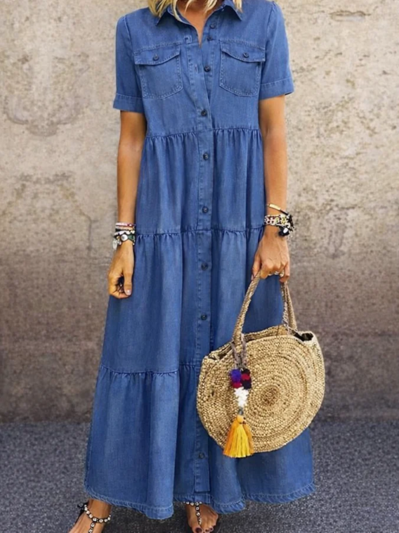 ELIZABETH | BUTTON-FRONT MAXI DRESS