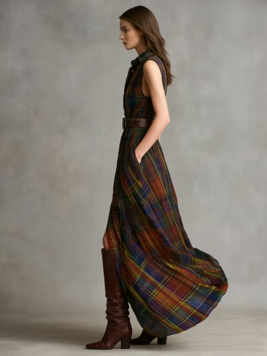Kalina™ | Elegant Autumn Plaid Dress