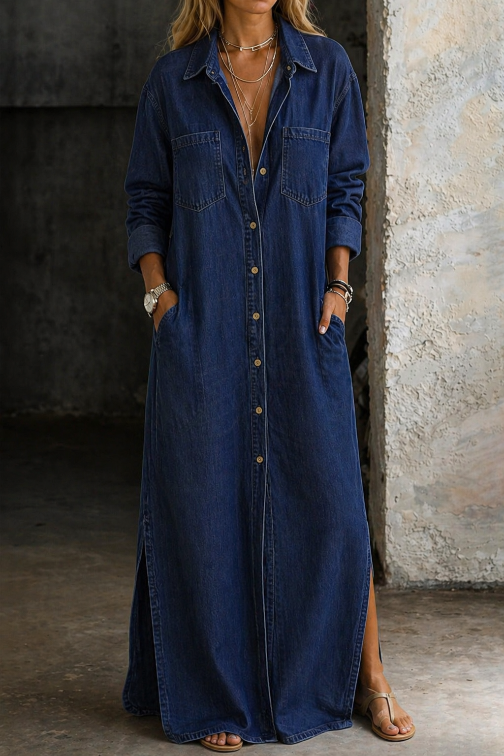 Andrea - Denim Button Down Dress
