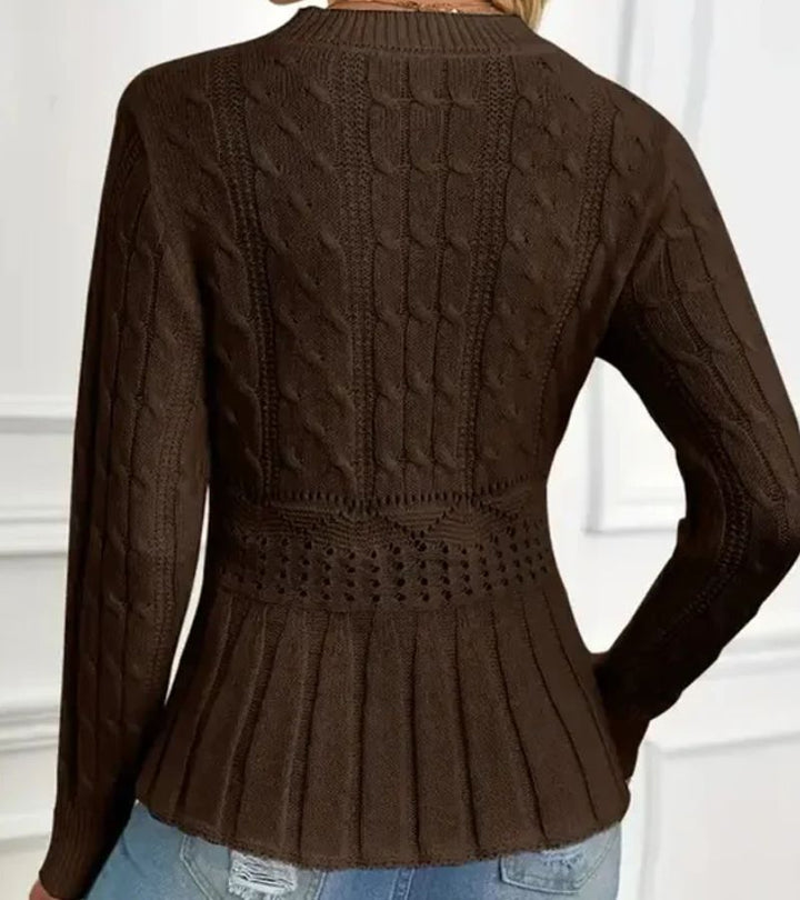 Gretchen | Cable Knit Peplum Sweater