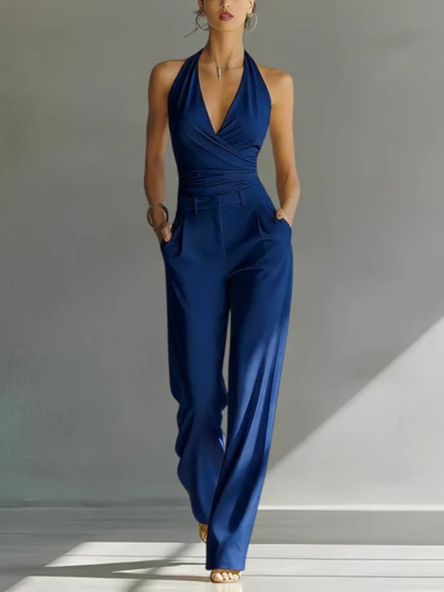 Patrice™ | Elegant Wide Leg Halter Jumpsuit