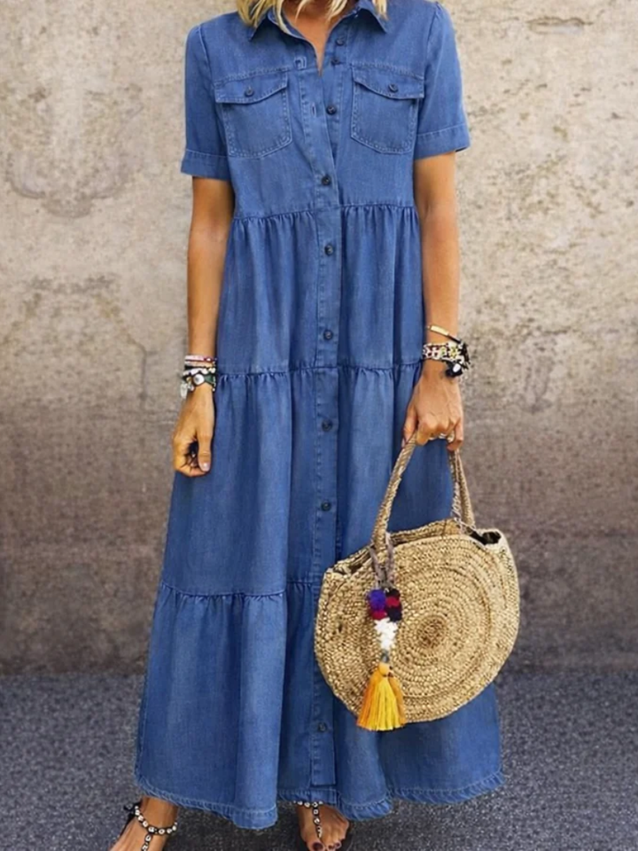 ELIZABETH | BUTTON-FRONT MAXI DRESS