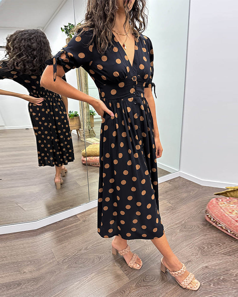 Victoire™ | Elegant Polka Dot Dress