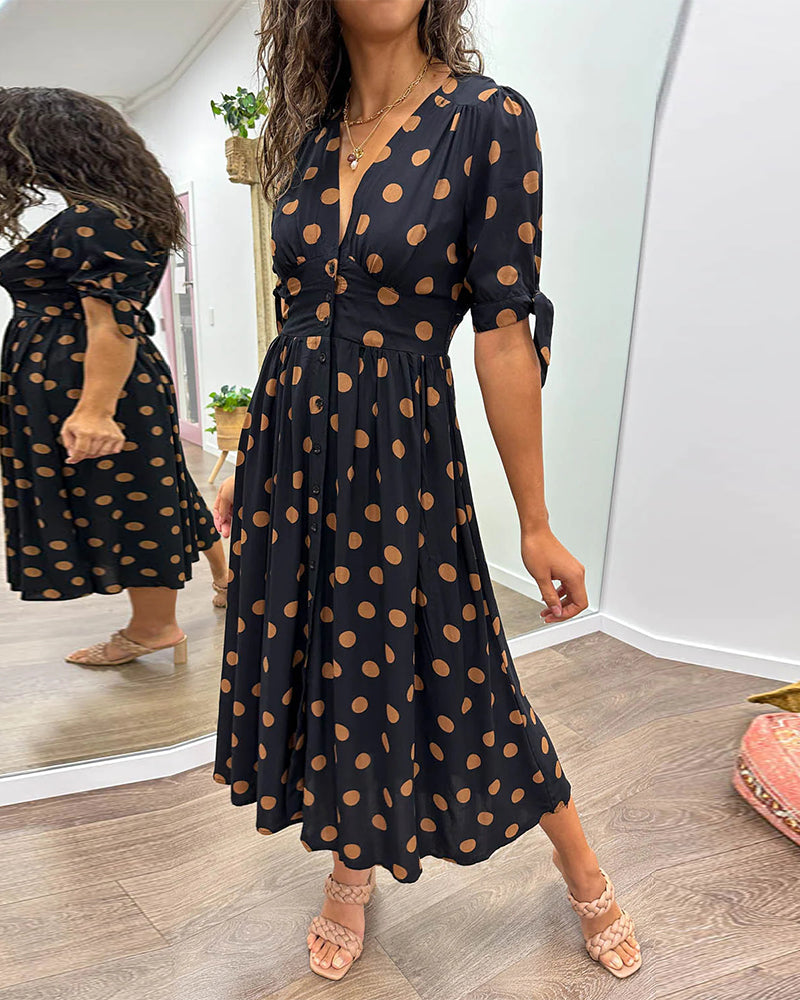Victoire™ | Elegant Polka Dot Dress