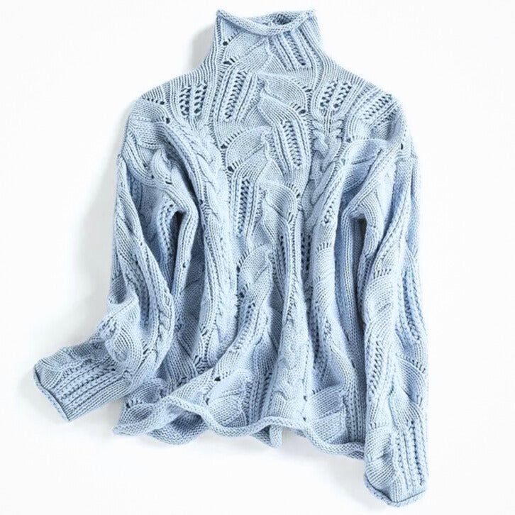 Seraphina | Wavy Cable Knit Turtleneck