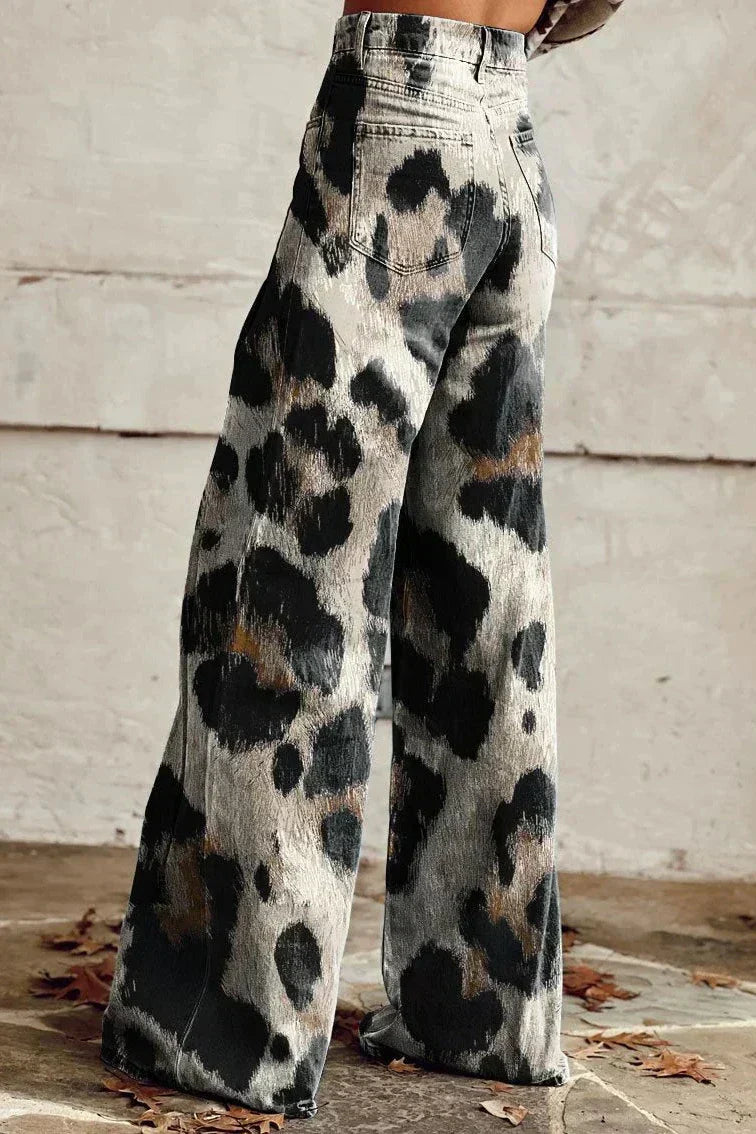 Harper | Wilde Leopard Print Flare Trousers