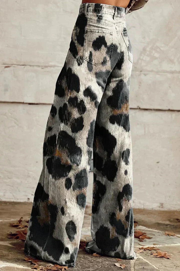 Harper | Wilde Leopard Print Flare Trousers