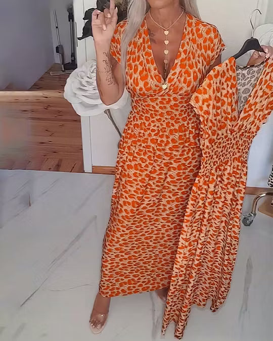 Liona | Elegant Leopard Print Dress with V-Neck