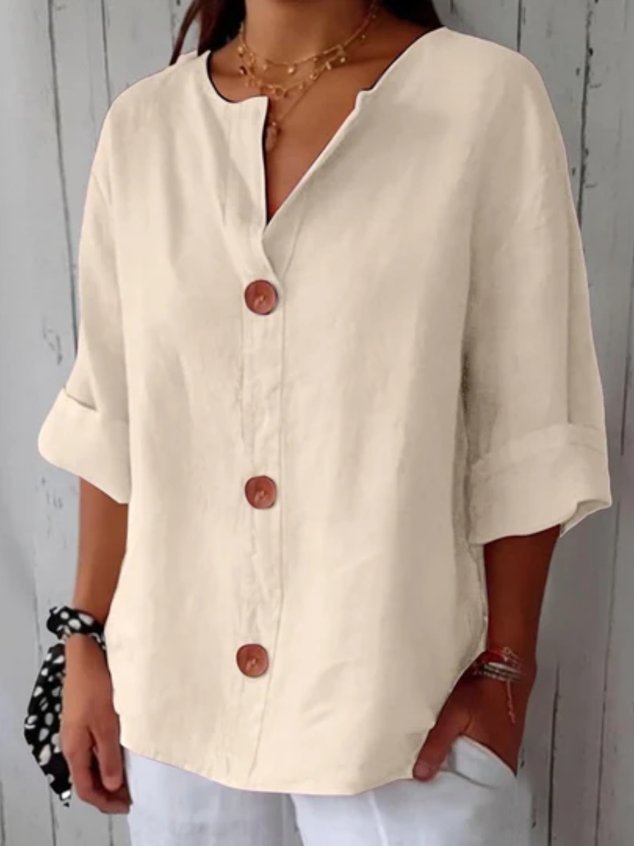 Roxette™ | Classic Relaxed Button Front Blouse