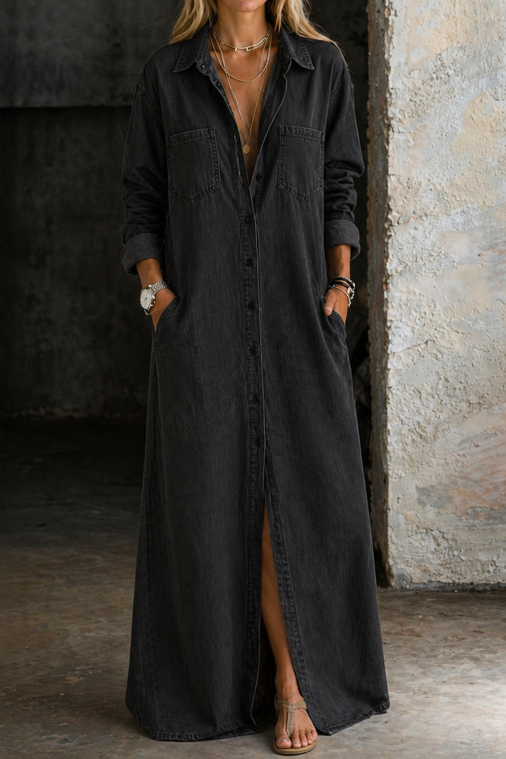 Andrea - Denim Button Down Dress