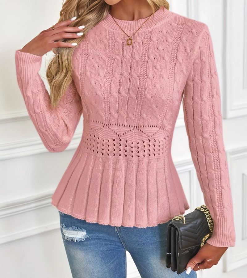 Gretchen | Cable Knit Peplum Sweater