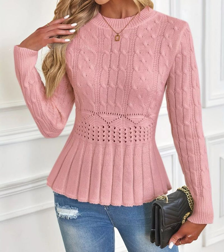 Gretchen | Cable Knit Peplum Sweater