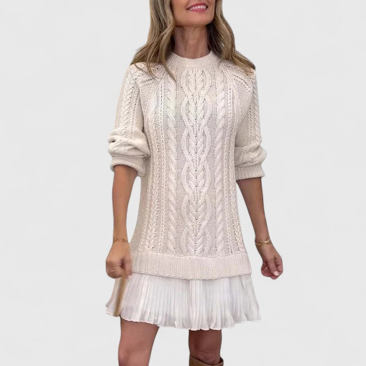 Olwyn | Cable Knit Ruffle Hem Dress