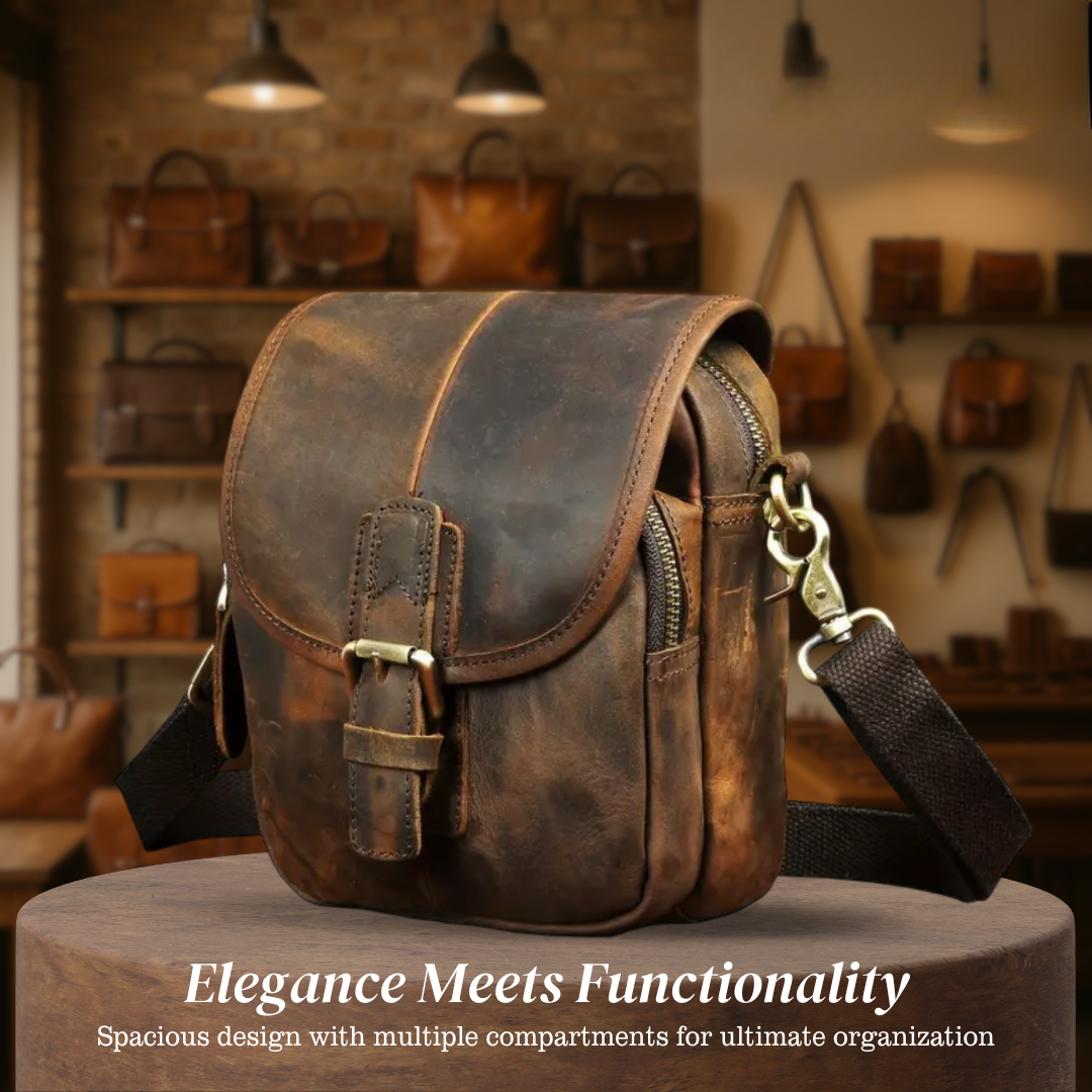 Luke - Sleek Leather Crossbody Pouch with Buckle Closure