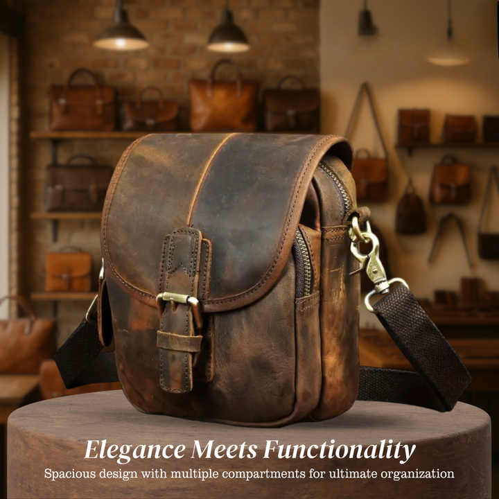 Luke - Sleek Leather Crossbody Pouch with Buckle Closure
