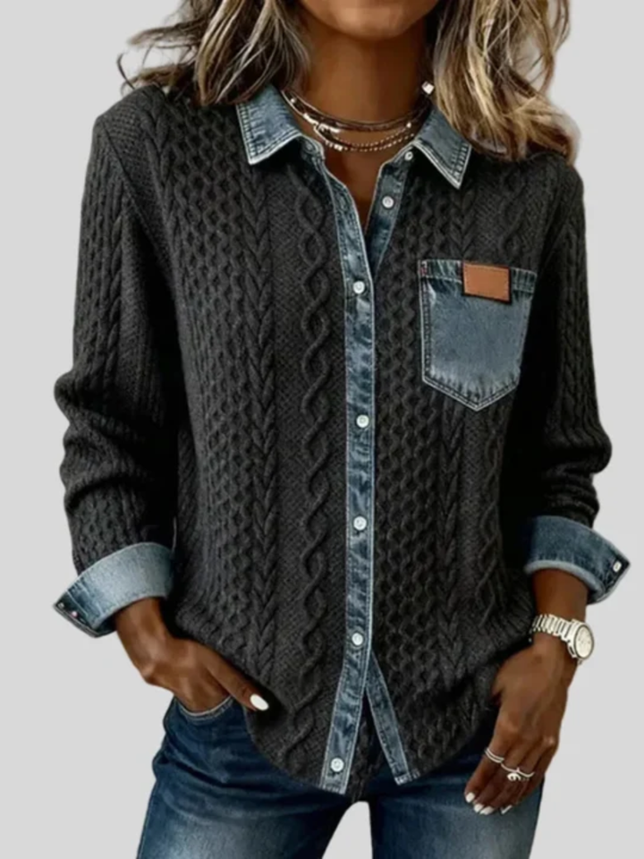 Simone™ | Denim Patchwork Shirt