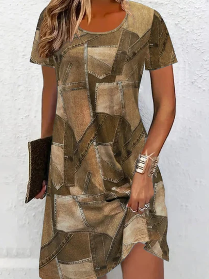 Molly™ | Casual Patchwork Print Midi Dress