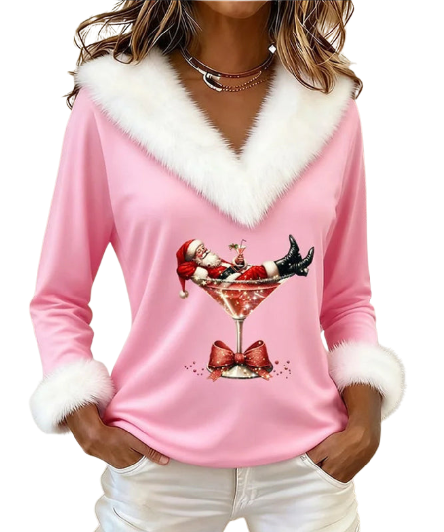 Finola | Faux Fur Collar Christmas Sweater