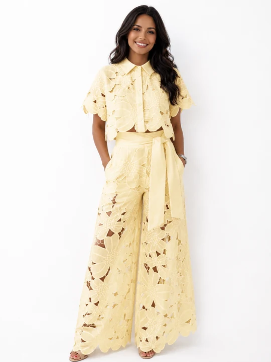 Janice™ | Elegant Floral Lace Two Piece Set