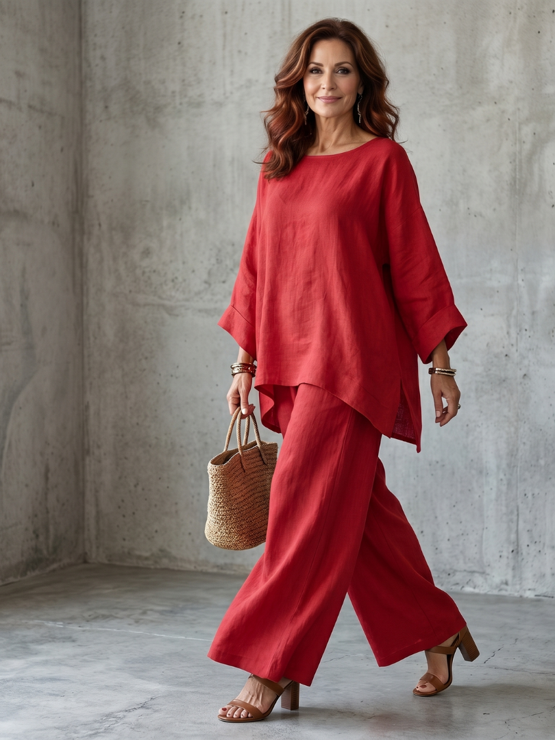 Prue - Oversized Tunic Wide Leg Pant Set