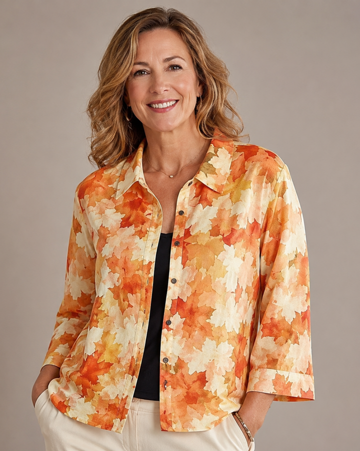 Laurentine | Orange Watercolour Open Shirt