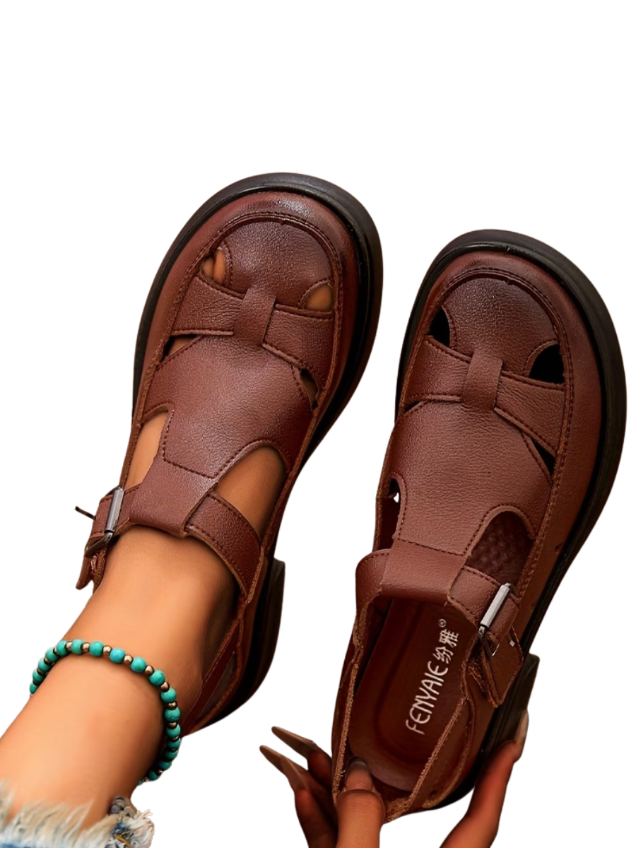 Carissa™ | Comfortable Everyday Buckle Leather Sandals