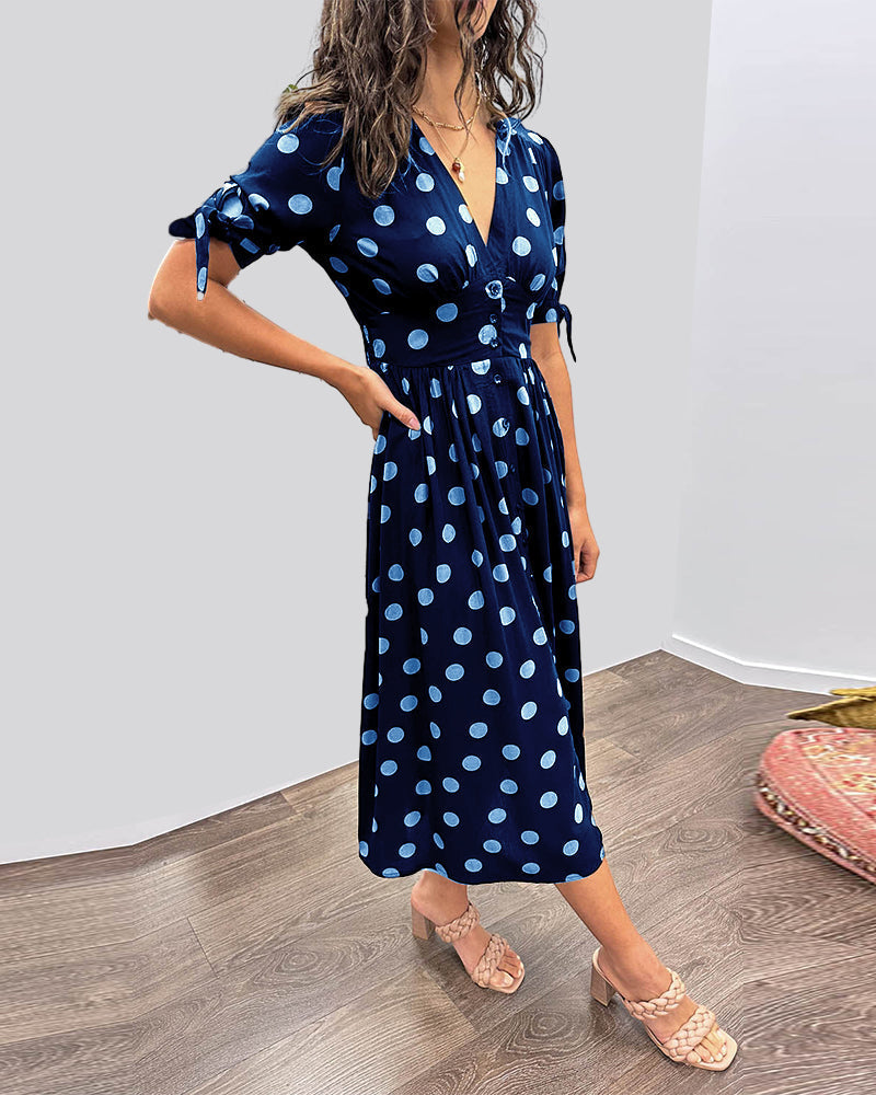 Victoire™ | Elegant Polka Dot Dress