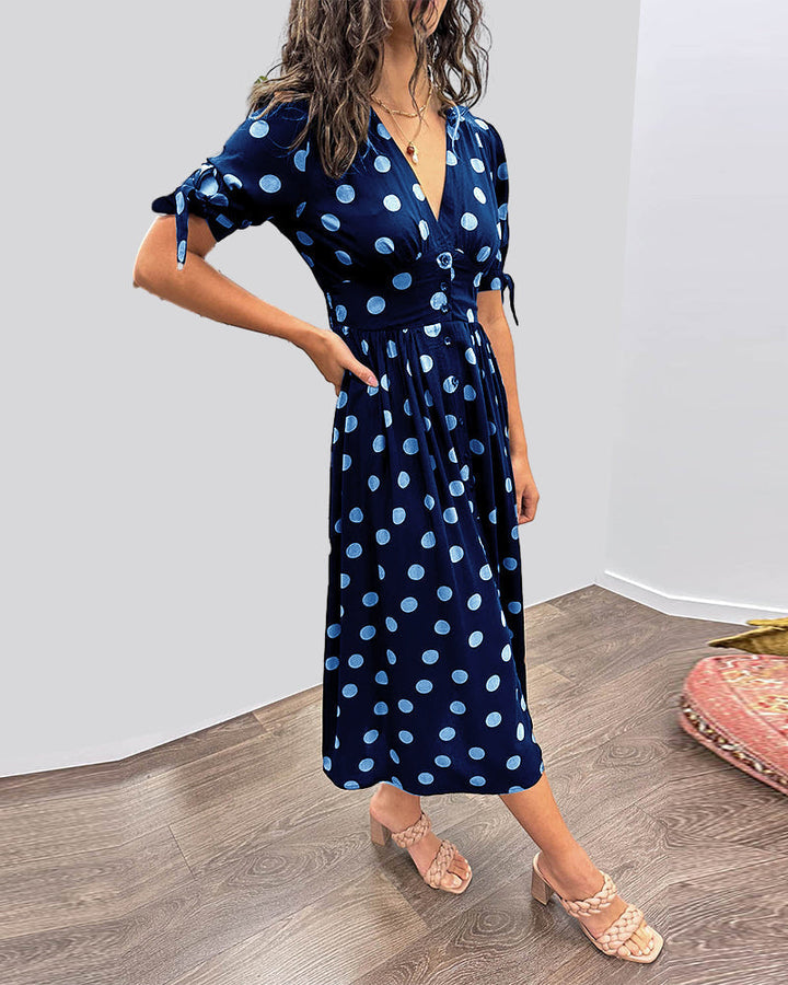 Victoire™ | Elegant Polka Dot Dress