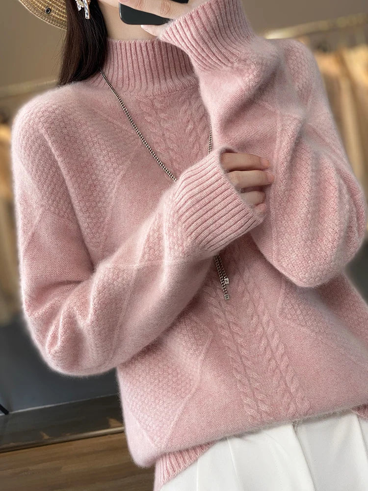 Jinny | Textured Mock-Neck Sweater