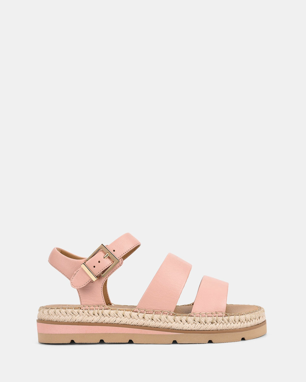Summer Women's Pink Sandals with Wide Straps and Espadrille Sole
